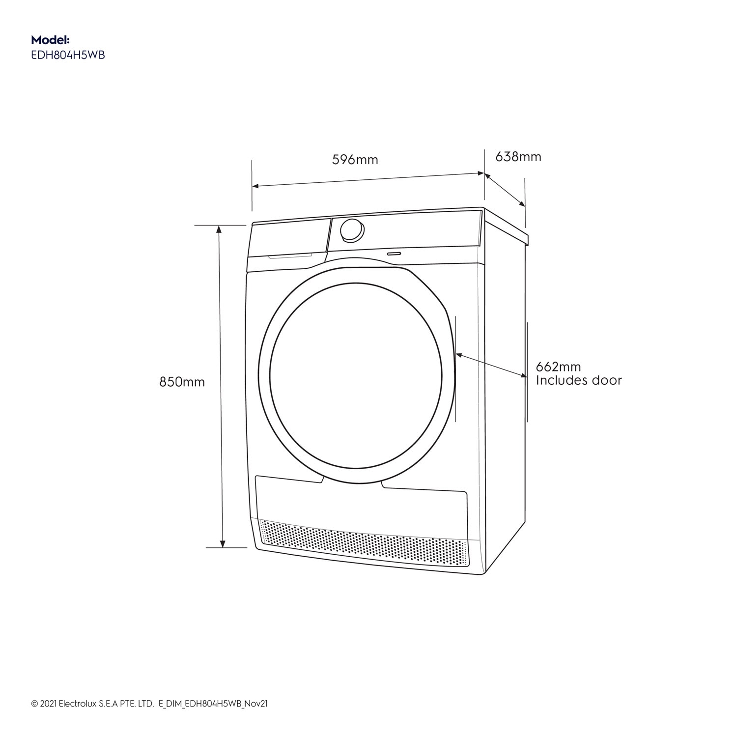 8kg Ultimatecare 500 Heat Pump Dryer Edh804h5wb Electrolux Singapore 1408