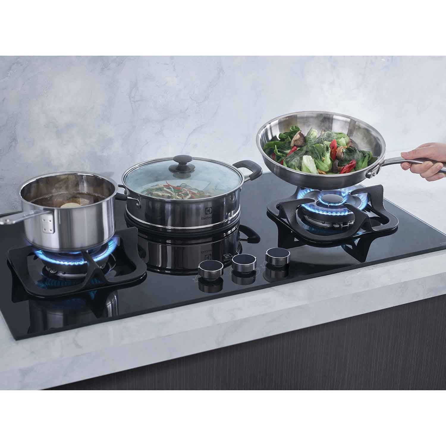 90cm Gas Hob with Electric Steamer - EHG9360BS | Electrolux Singapore